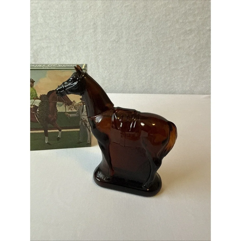 Vintage Avon Sport of Kings Leather After Shave Horse Decanter Full With Box